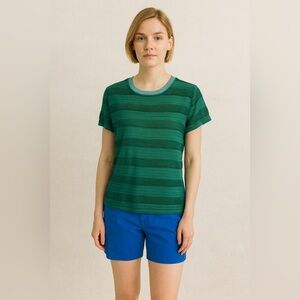 Maje green textured blue collar tee size 2